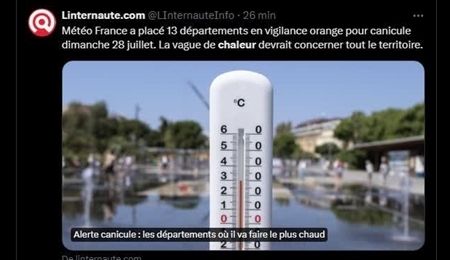 قرار گرفتن ۱۳ منطقه از فرانسه در وضعیت هشدار نارنجی گرما قرار گرفتن ۱۳ منطقه از فرانسه در وضعیت هشدار نارنجی گرما